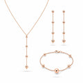925 Sterling Silver Rose Gold Plated Beaded Y-Necklace and Matching Jewelry Set