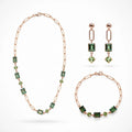 Rose gold 925 silver green tourmaline necklace bracelet and earrings set
