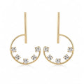 Gold plated 925 silver zircon open-circle drop earrings