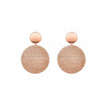925 Sterling Silver Rose Gold Plated Textured Disc Drop Earrings