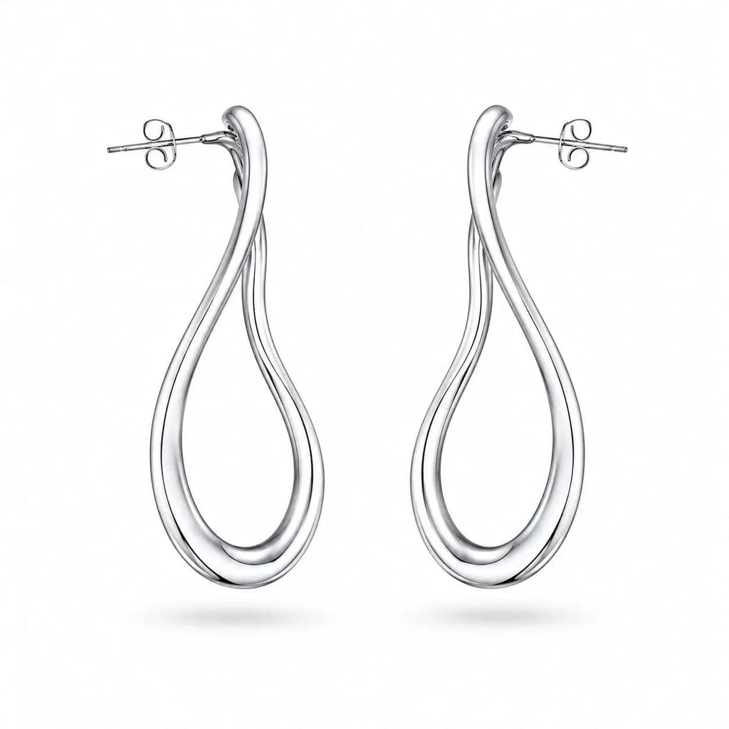925  Sterling Silver Sculptural Twisted Open Drop Earrings
