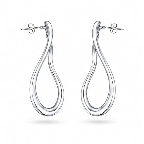 925  Sterling Silver Sculptural Twisted Open Drop Earrings