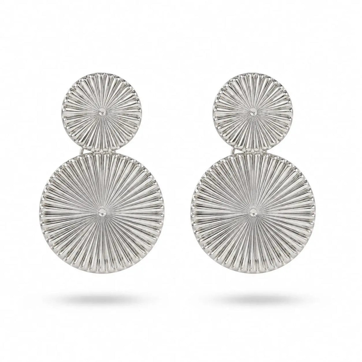 Samvelli 925 sterling silver sunburst double disc drop earrings pair