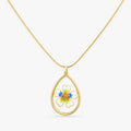 925 Sterling Silver Gold Plated Floral Teardrop Pendant Necklace