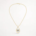 925 Sterling Silver Gold Plated Floral Teardrop Pendant Necklace