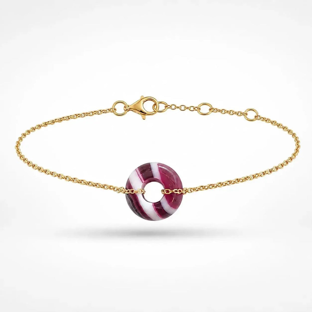 variant-group:SMV-B26302-AGA-DPW | SAMVELLI gold-plated 925 silver Donut Bracelet – Agate Dark Purple and White product view