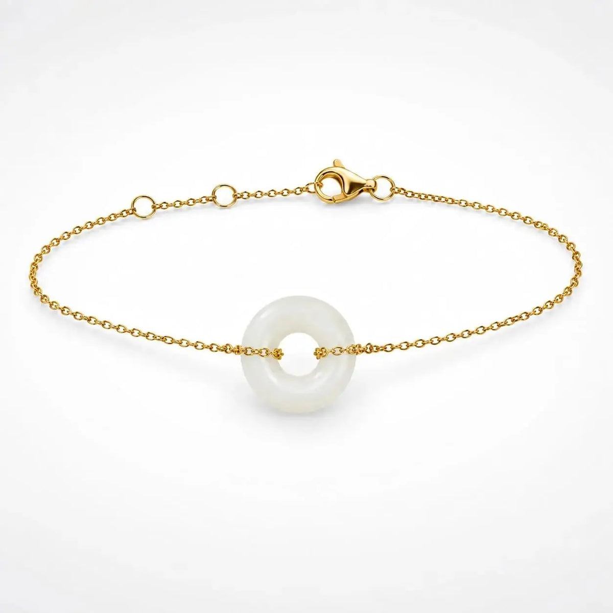 variant-group:SMV-B26302-HOW-MWH | SAMVELLI gold-plated 925 silver Donut Bracelet – Howlite Marble White model view