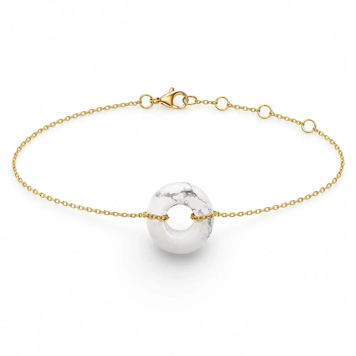variant-group:SMV-B26302-HOW-MWH | SAMVELLI gold-plated 925 silver Donut Bracelet – Howlite Marble White product view