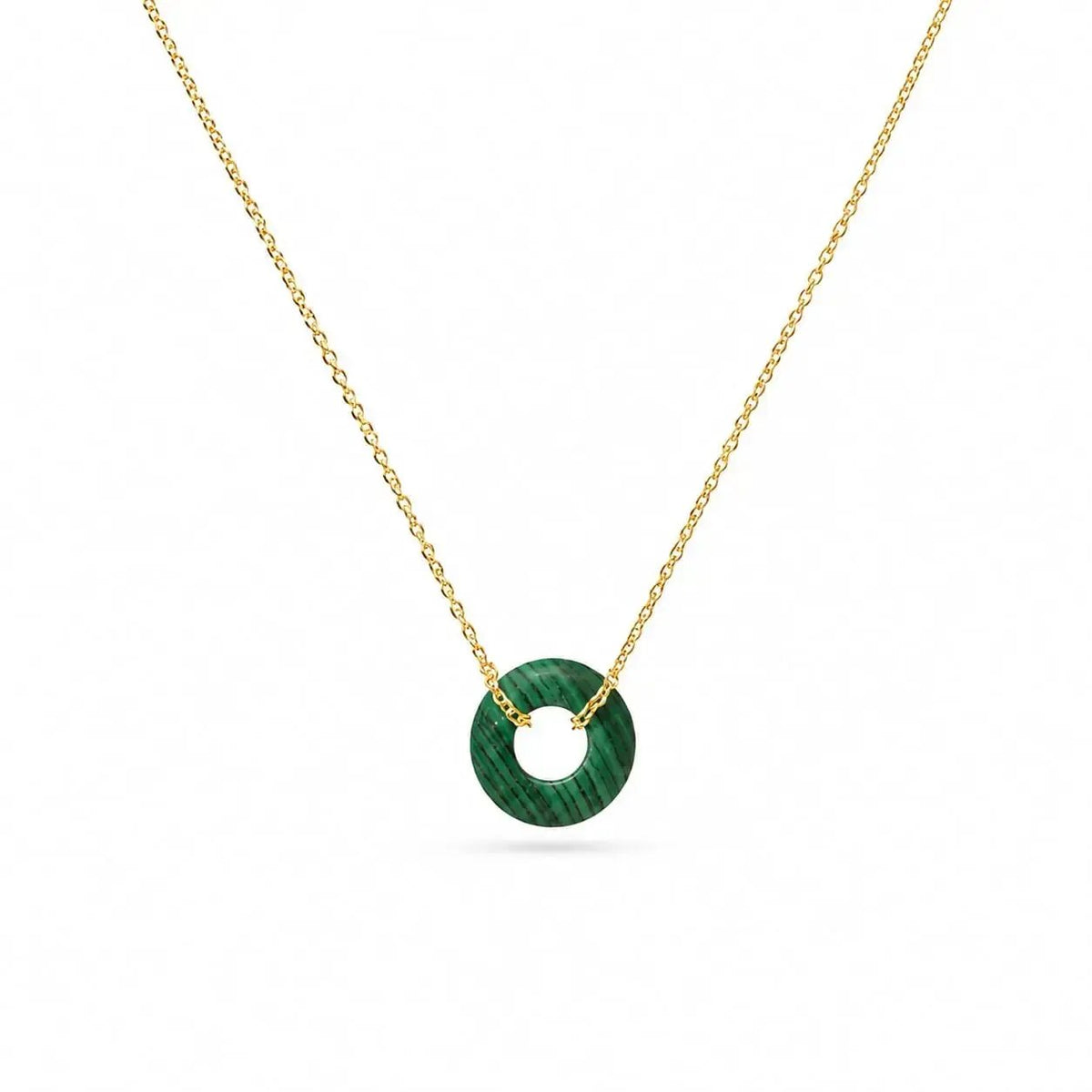 variant-group:SMV-N26301-MAL-GRN | SAMVELLI gold-plated 925 silver Donut Necklace – Malachite Green product view