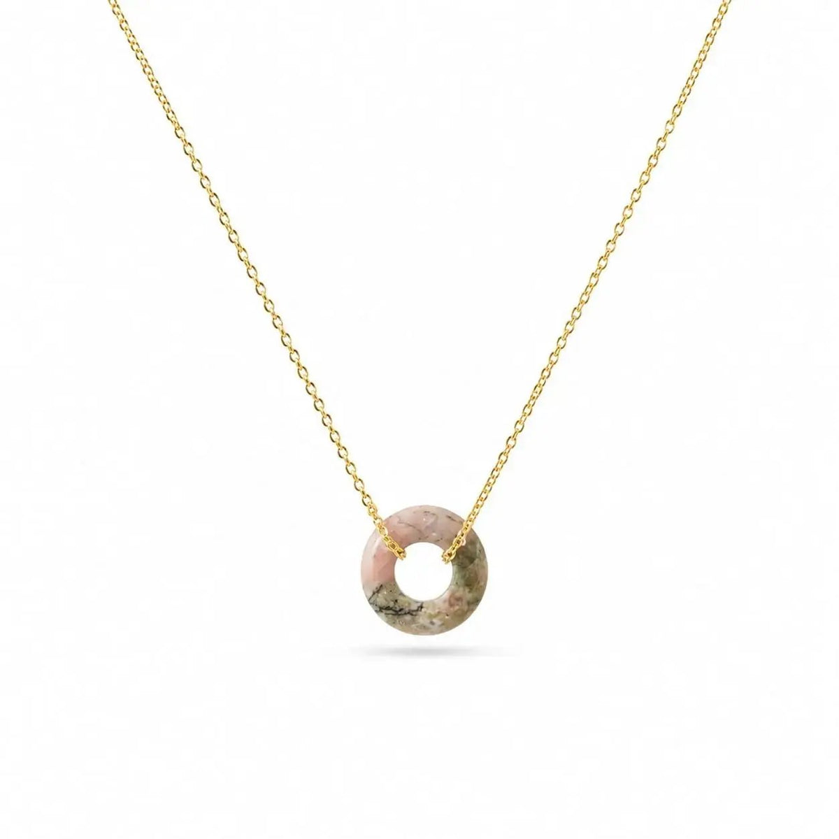 variant-group:SMV-N26301-RHO-PGY | SAMVELLI gold-plated 925 silver Donut Necklace – Rhodochrosite Pink and Grey product view