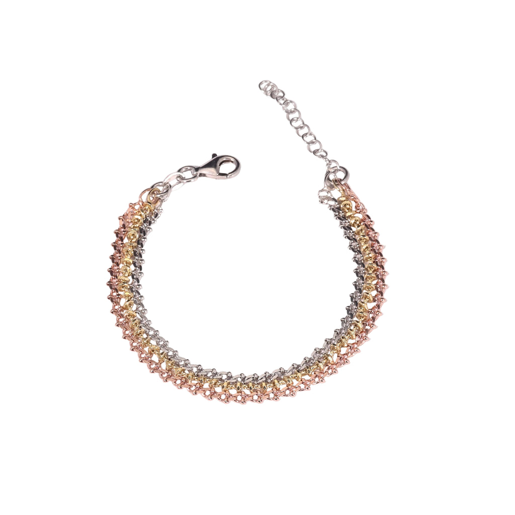 925 Sterling Silver Tri-Color Chain Bracelet - product view 1