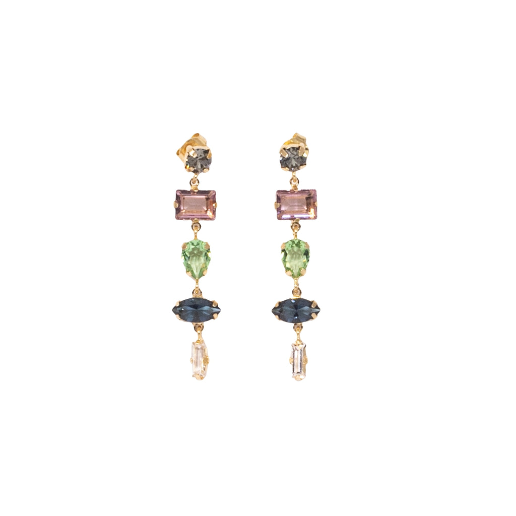 925 Sterling Silver Multi-Color Gemstone Drop Earrings - product view 1