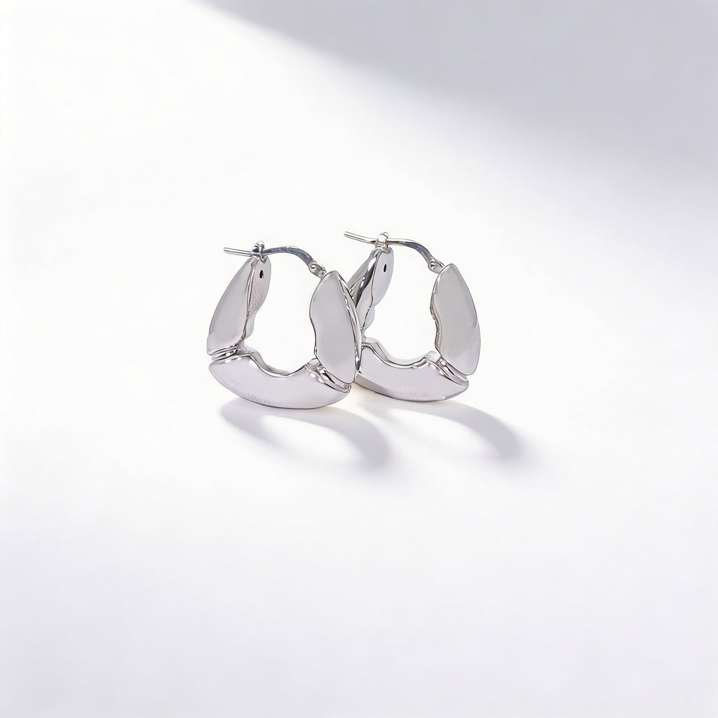 925 Sterling Silver Sculpted Hoop Earrings - product view 3
