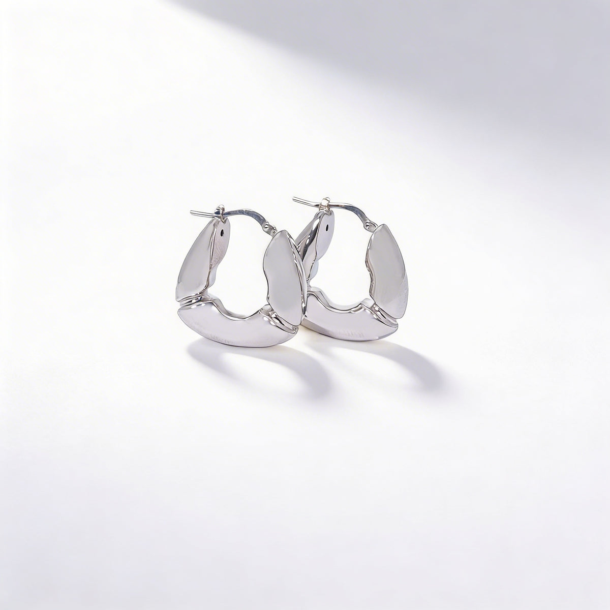 925 Sterling Silver Sculpted Hoop Earrings - product view 3