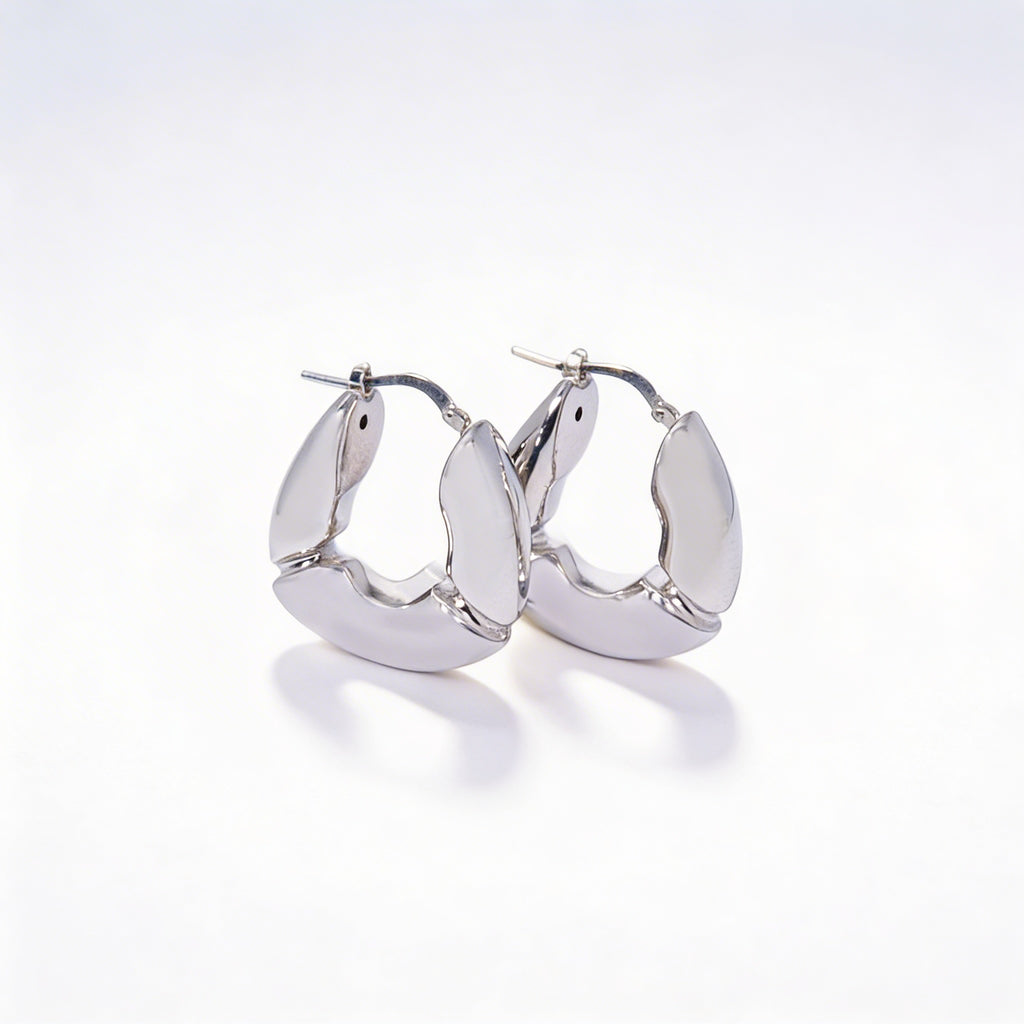 925 Sterling Silver Sculpted Hoop Earrings - product view 1
