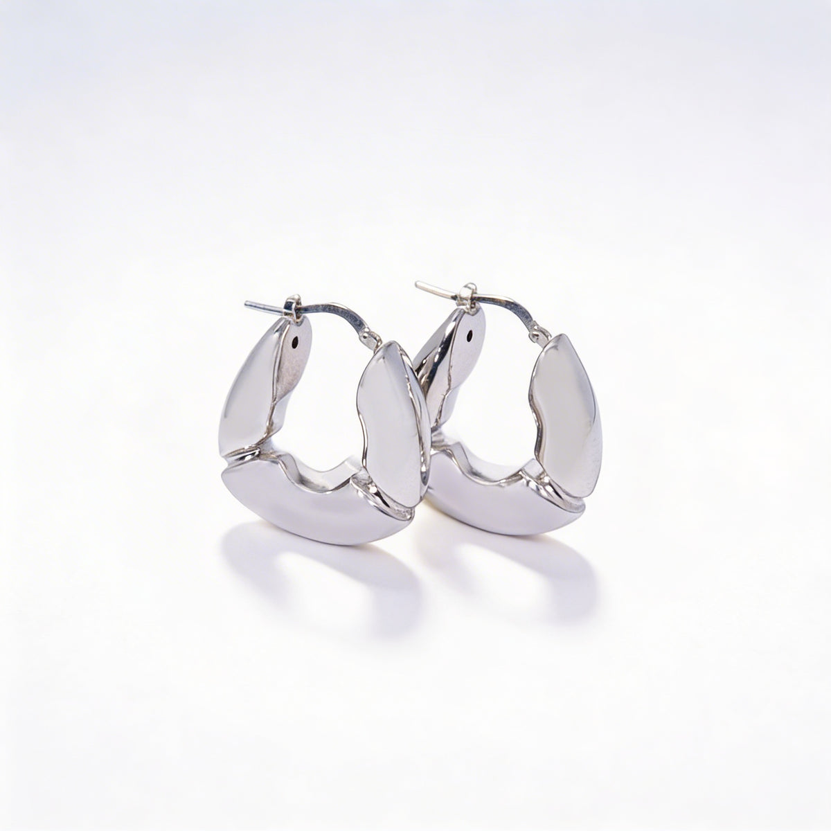 925 Sterling Silver Sculpted Hoop Earrings - product view 1