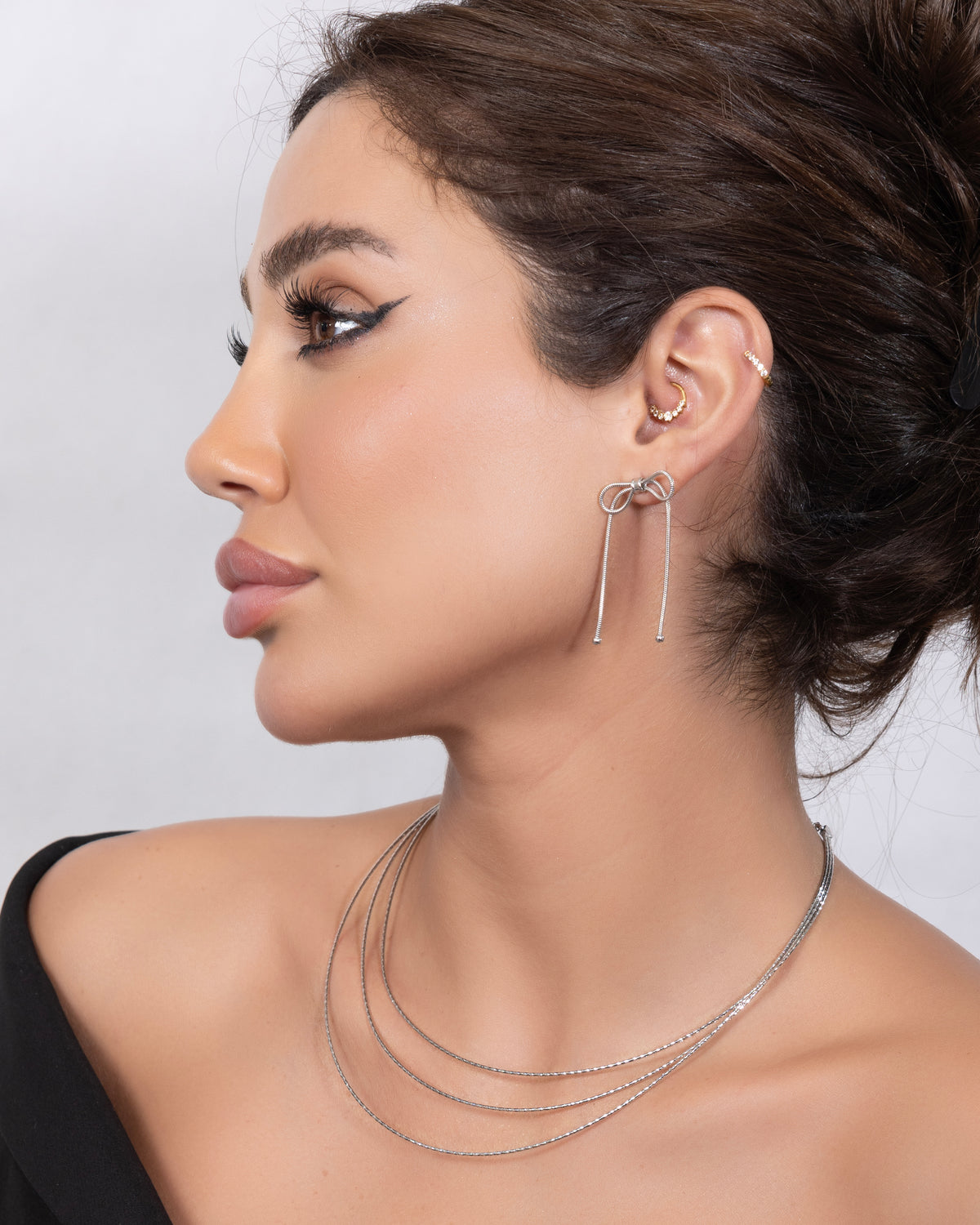 925 Sterling Silver Bow Drop Earrings - product view 5