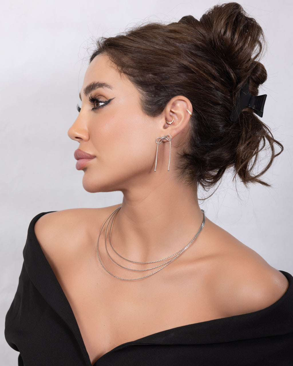 925 Sterling Silver Triple Layer Necklace - product view 5