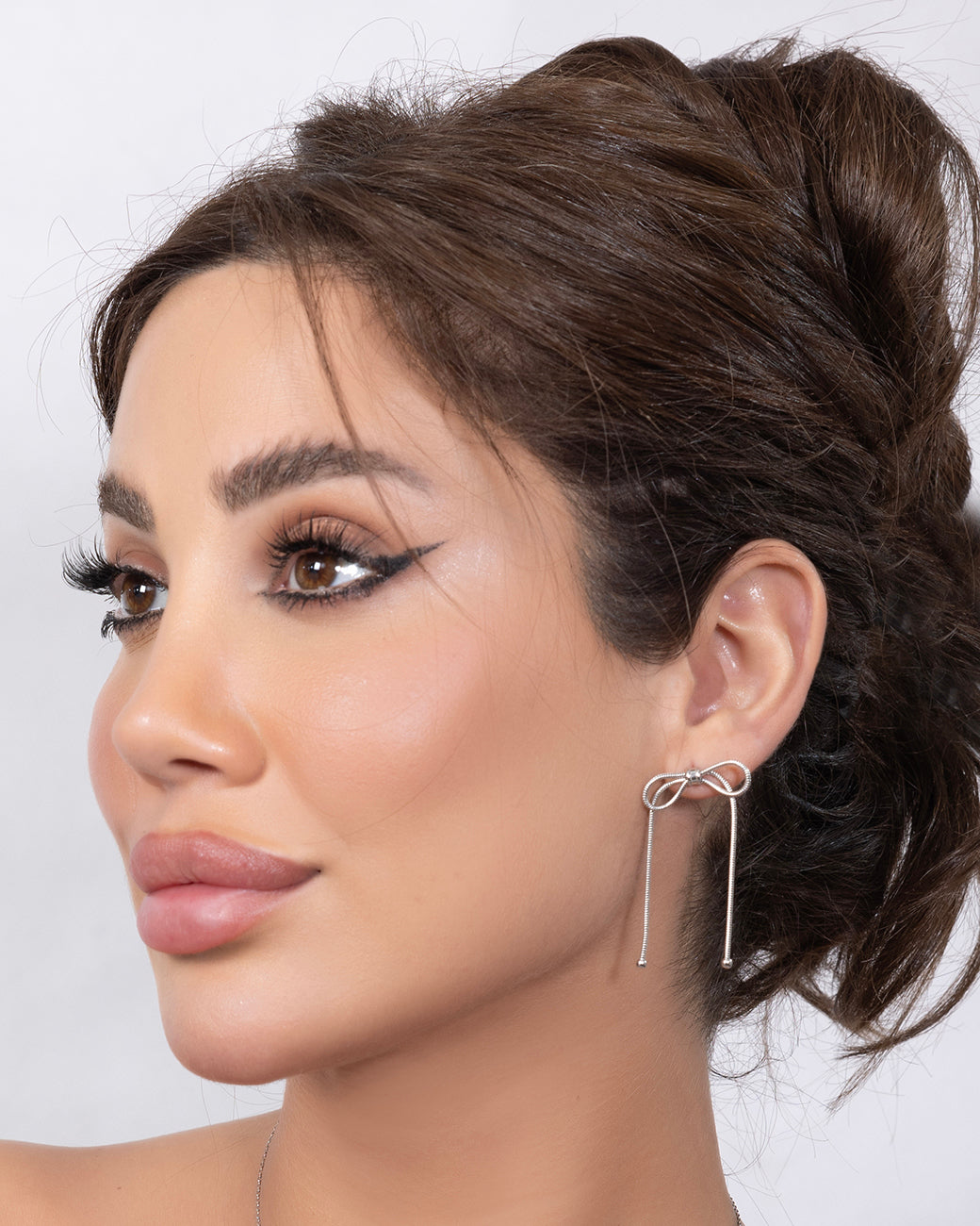 925 Sterling Silver Bow Drop Earrings - product view 2