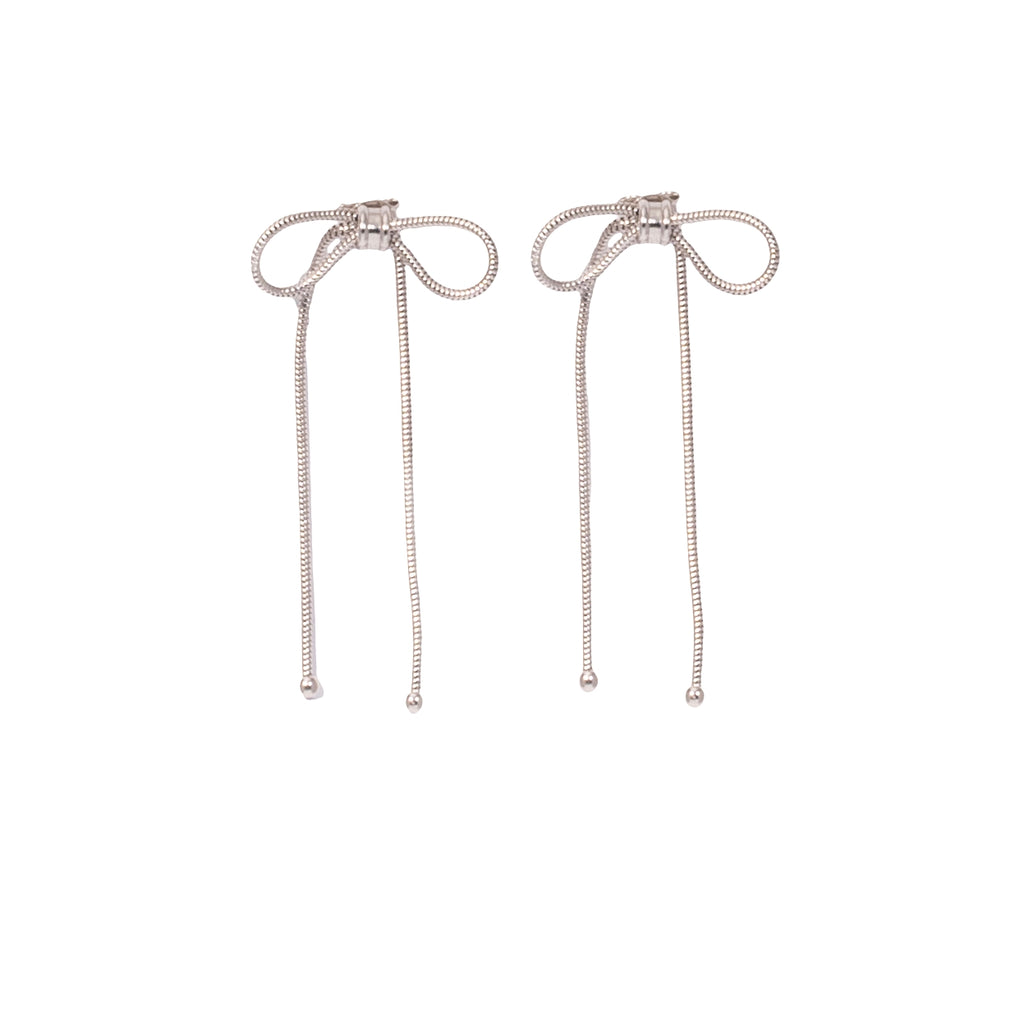 925 Sterling Silver Bow Drop Earrings - product view 1