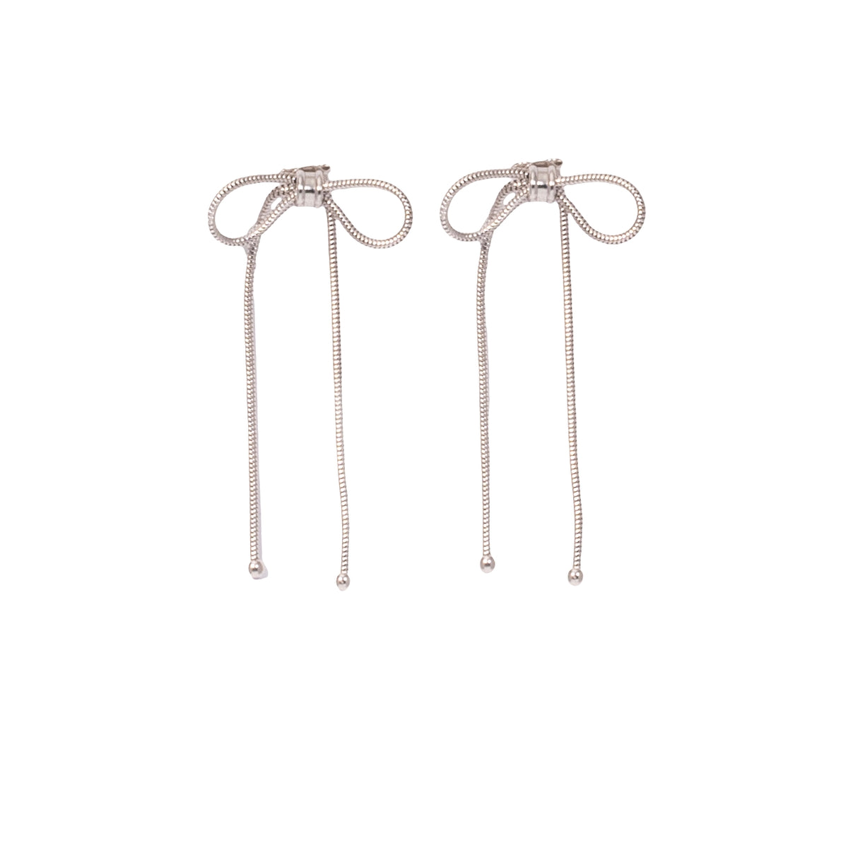925 Sterling Silver Bow Drop Earrings - product view 1