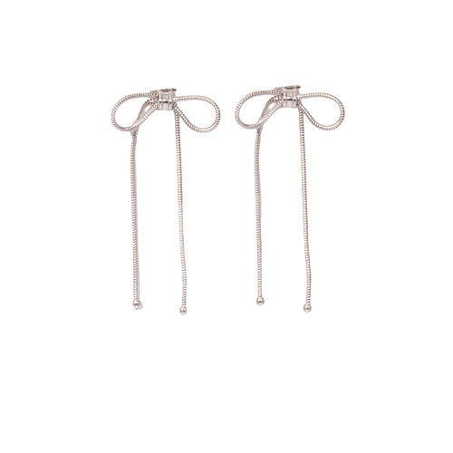 925 Sterling Silver Bow Drop Earrings - product view 1