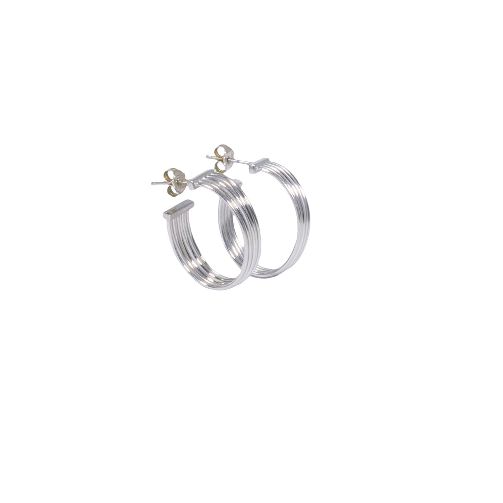925 Sterling Silver Multi-Line Hoop Earrings - product view 1