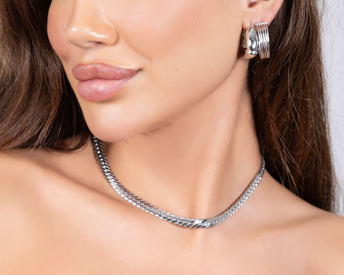 925 Sterling Silver Multi-Line Hoop Earrings - product view 2