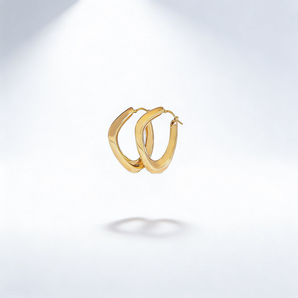 925 Sterling Silver Gold Sculpted Hoop Earrings - product view 1