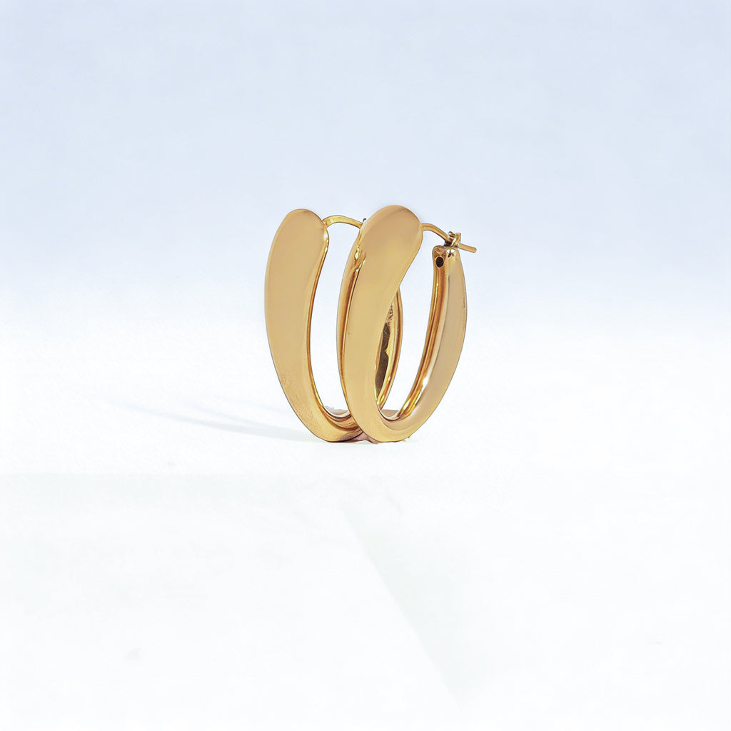 925 Sterling Silver Gold Oval Hoop Earrings - product view 1