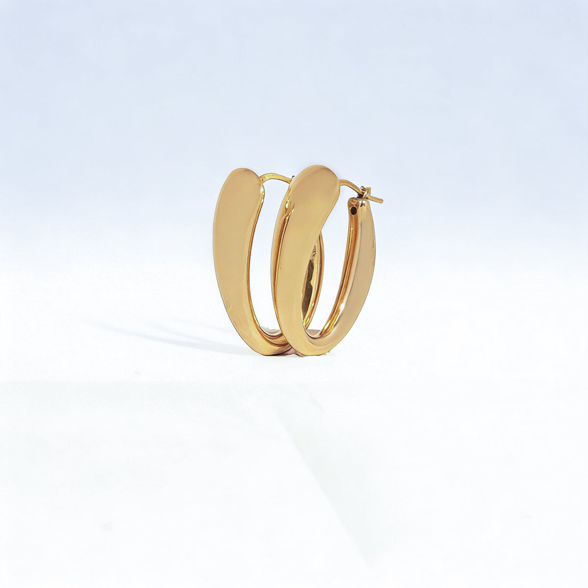 925 Sterling Silver Gold Oval Hoop Earrings - product view 1