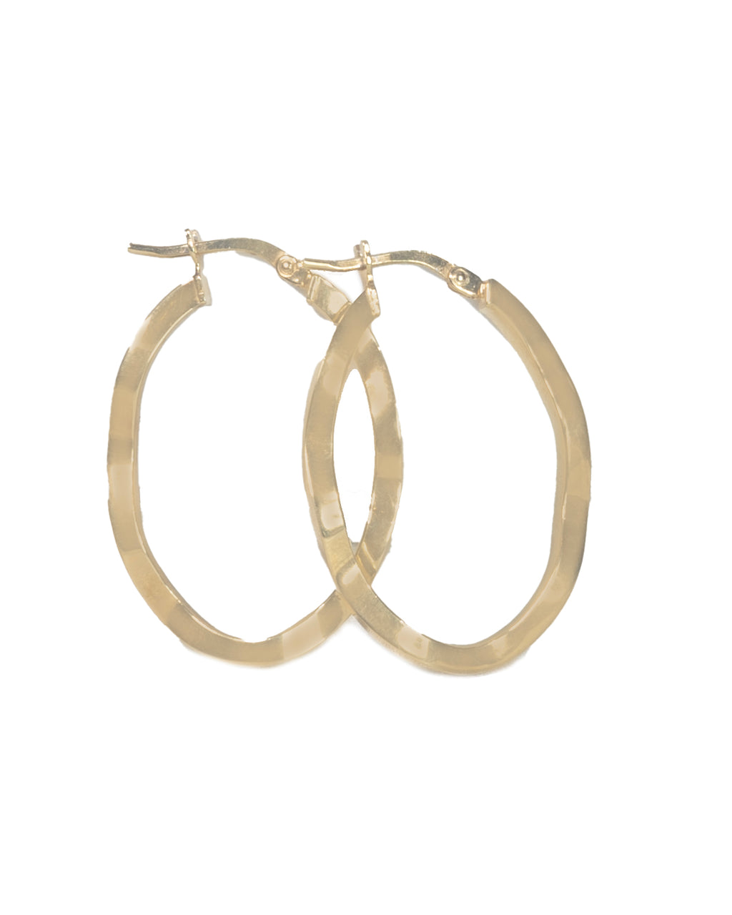 925 Sterling Silver Gold Faceted Oval Hoop Earrings - product view 3