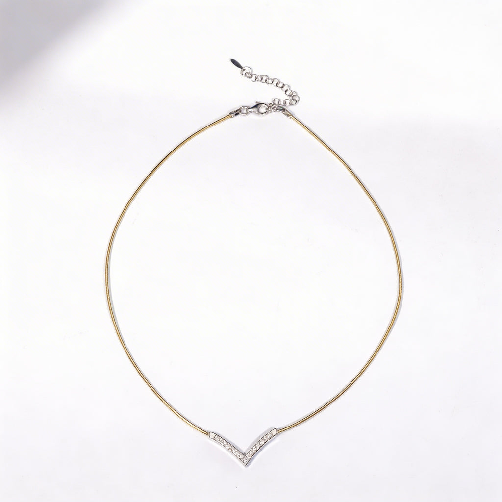 925 Sterling Silver V-Shaped Necklace - product view 1