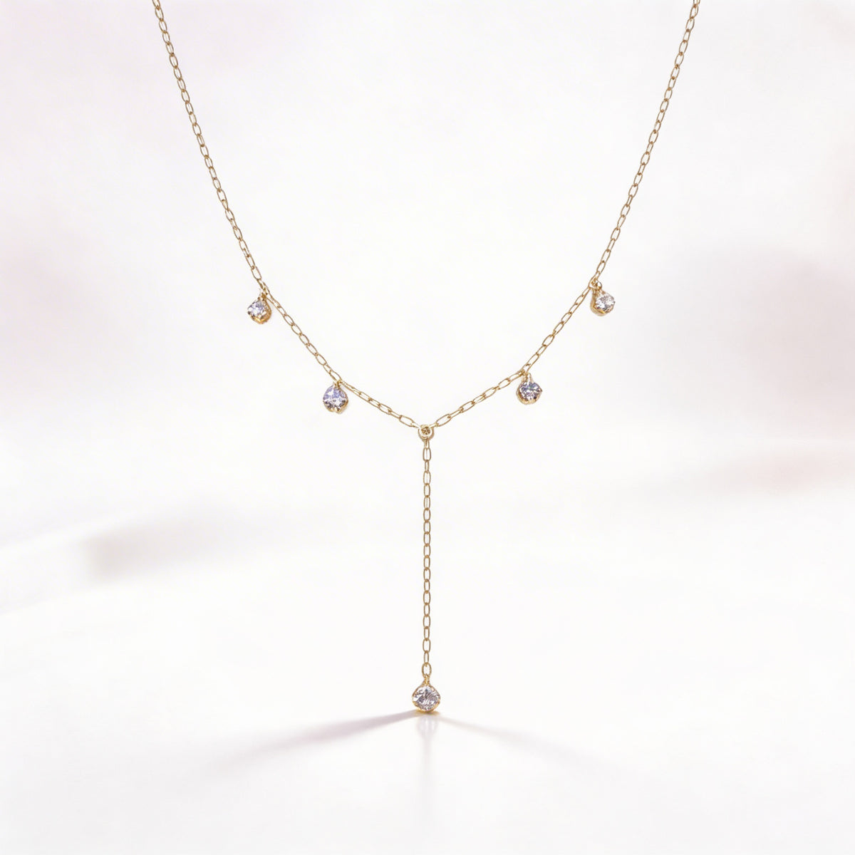 925 Sterling Silver Gold Plated Drop Y Necklace - product view 1
