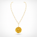 925 sterling Silver Gold Plated Textured Disc Pendant Necklace