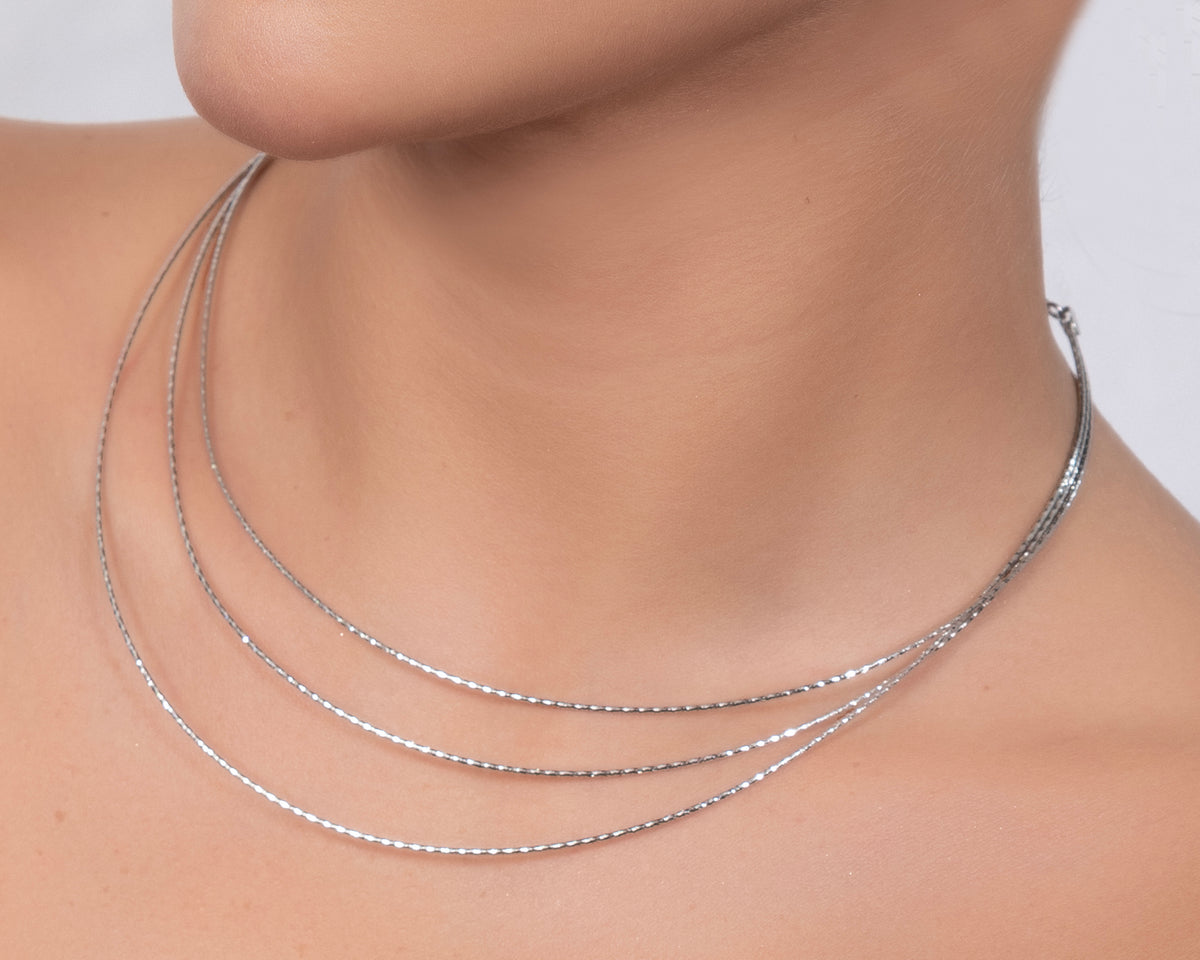 925 Sterling Silver Triple Layer Necklace - product view 2