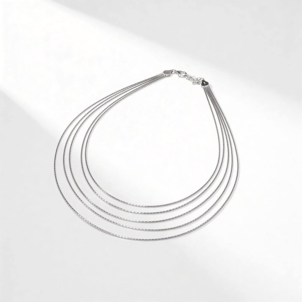 925 Sterling Silver Multi-Layer Chain Necklace - product view 1