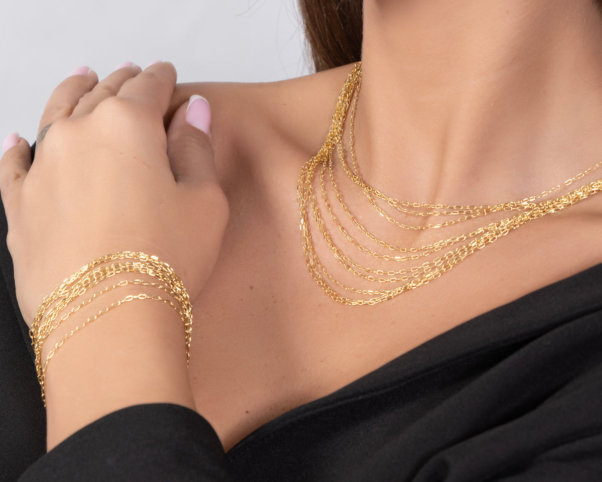 925 Sterling Silver Multi-Layer Gold Necklace - product view 2