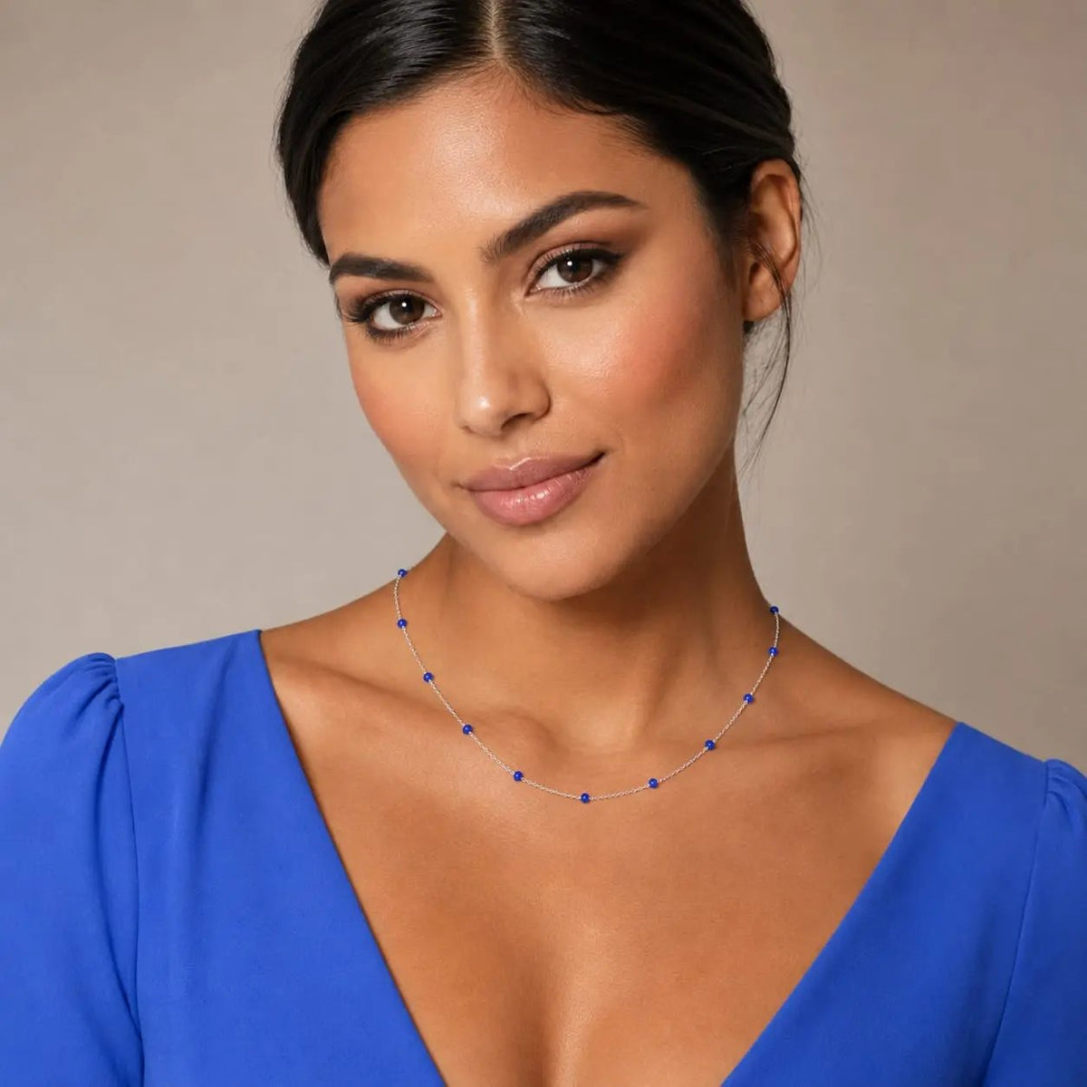 variant-group:SMV-N26303-GTB | SAMVELLI 925 sterling silver enamel beaded station necklace – Gitane Blue detail view