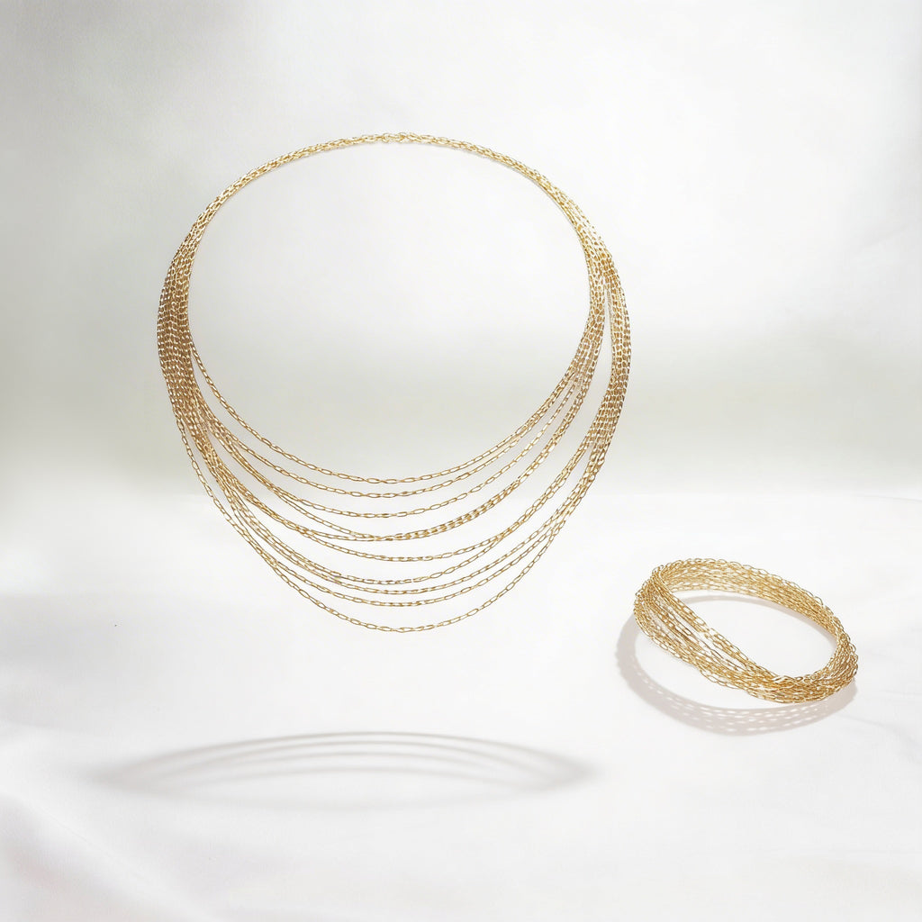 925 Sterling Silver Multi-Layer Gold Necklace - product view 3