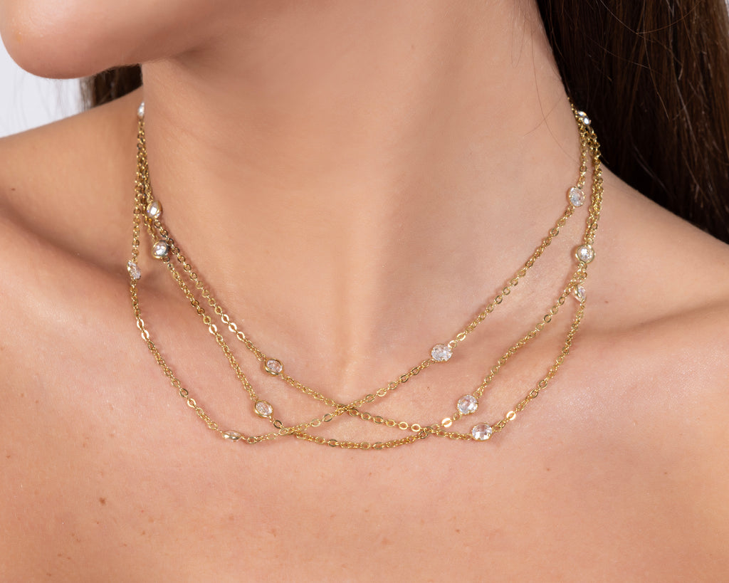 925 Sterling Silver Gold Layered Chain Necklace - product view 2