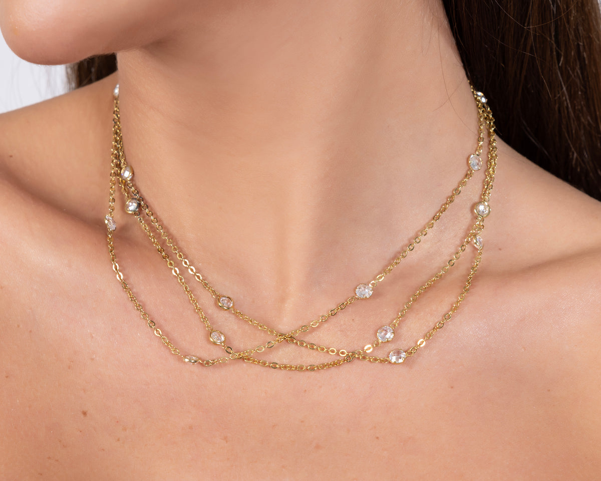 925 Sterling Silver Gold Layered Chain Necklace - product view 2