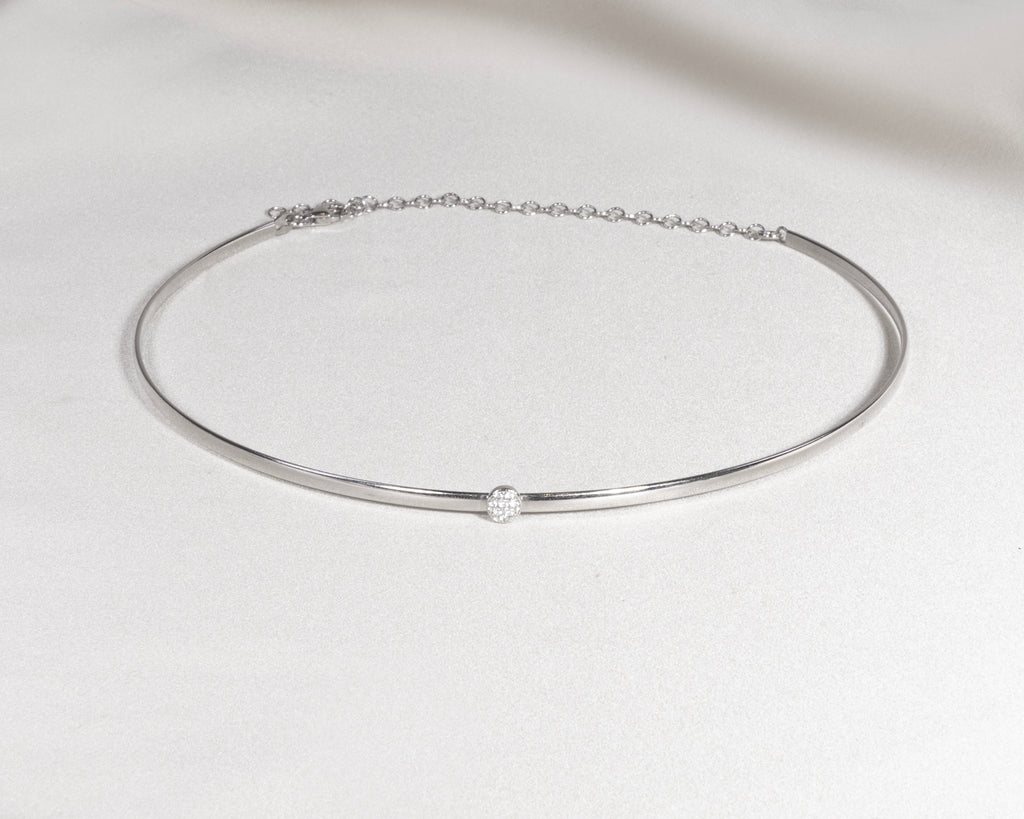 925 Sterling Silver Minimal Choker Necklace - product view 3