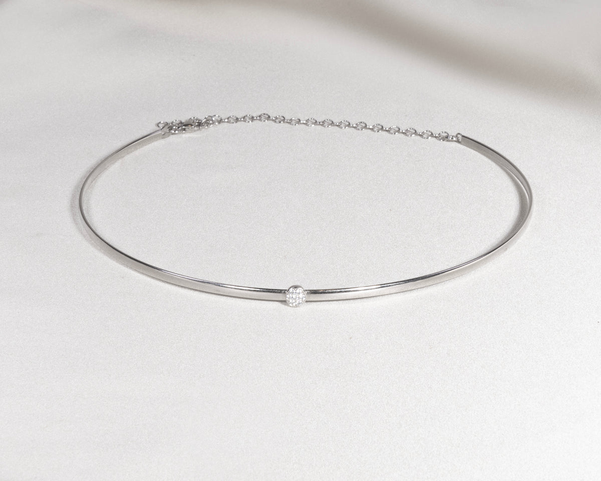 925 Sterling Silver Minimal Choker Necklace - product view 3