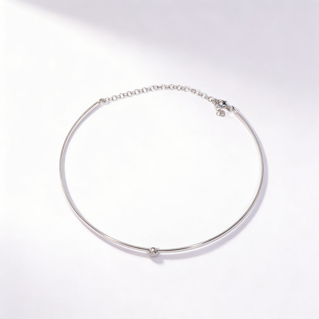 925 Sterling Silver Minimal Choker Necklace - product view 1