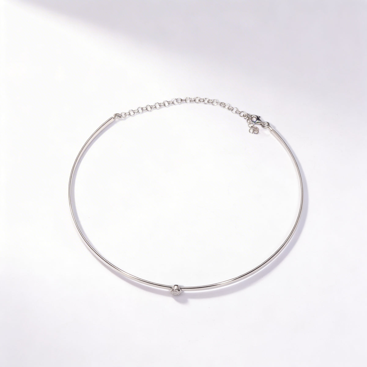 925 Sterling Silver Minimal Choker Necklace - product view 1