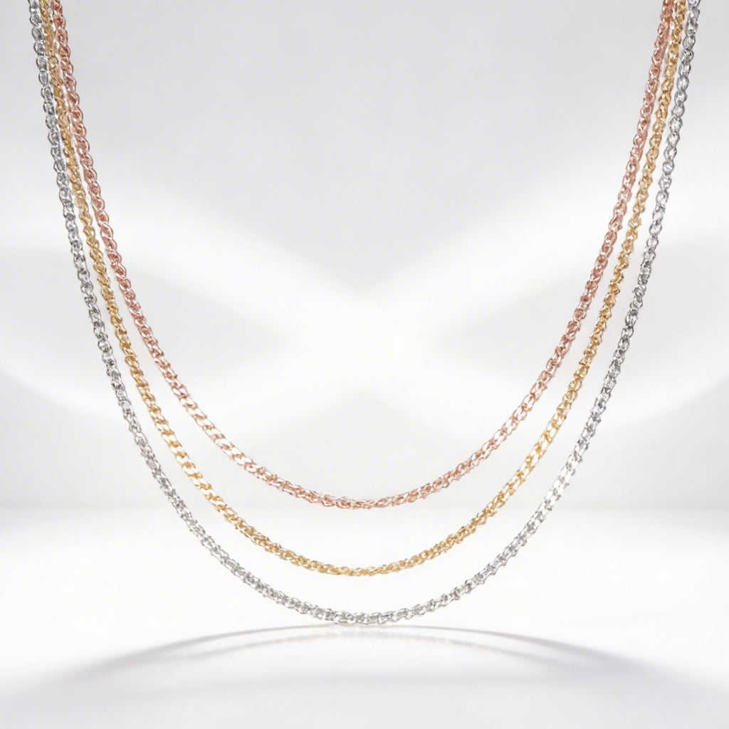 925 Sterling Silver Tri-Color Layered Necklace - product view 1