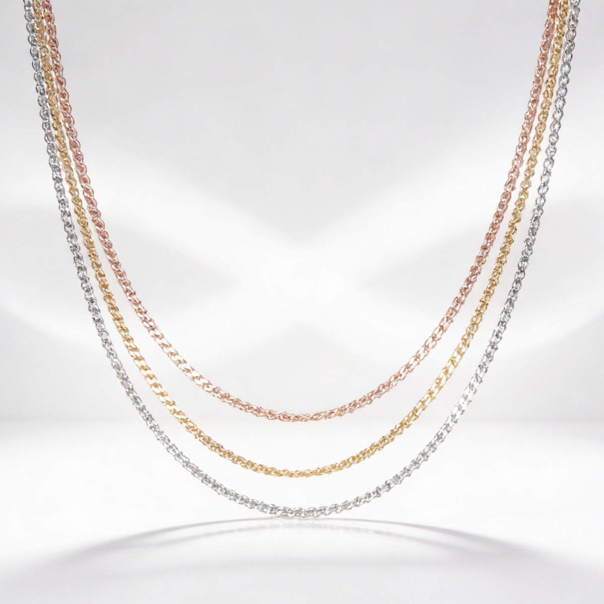 925 Sterling Silver Tri-Color Layered Necklace - product view 1