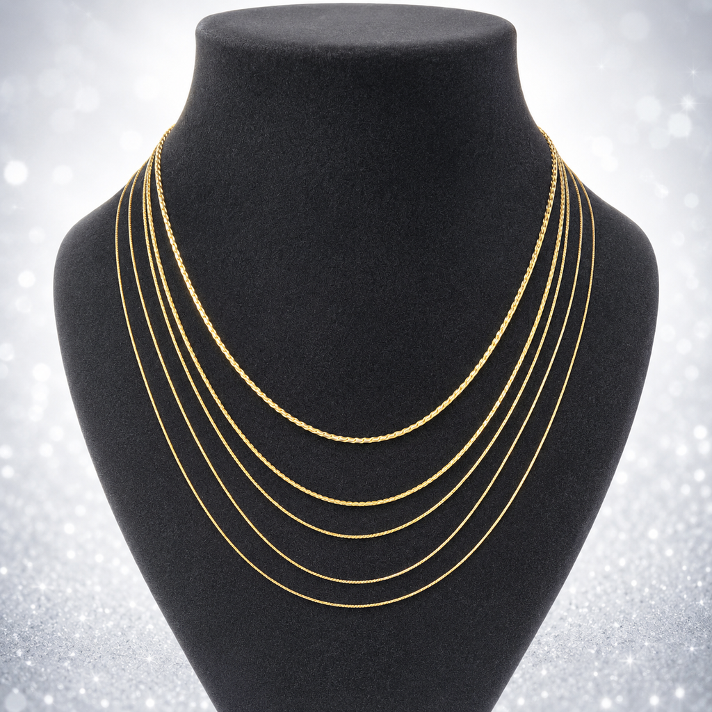 Gold-plated multi-strand layered necklace in 925 silver