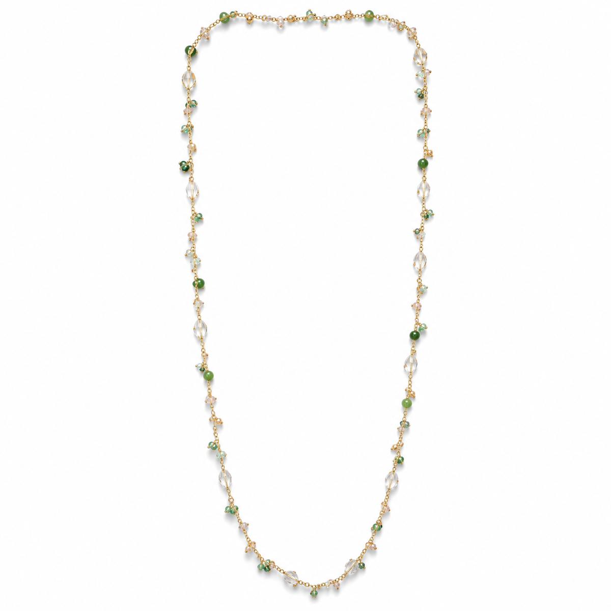 925 Sterling Silver Long Crystal Beaded Necklace